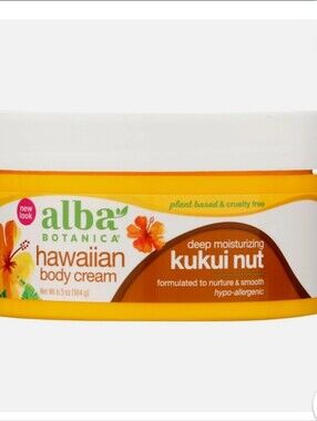 Alba Botanica Hawaiian Kukui Nut Deep Moisturizing Body Cream — White & Orange